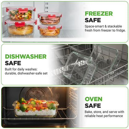 High Borosilicate Glass Food Container NCGLRED