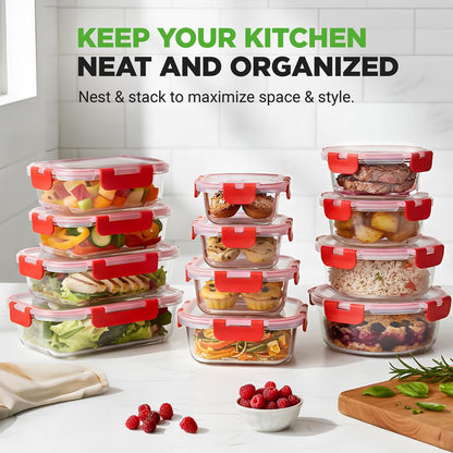High Borosilicate Glass Food Container NCGLRED