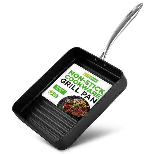 NutriChef 11'' Hard-Anodized Nonstick Grill Pan NCGRP38
