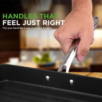 NutriChef 11'' Hard-Anodized Nonstick Grill Pan NCGRP38