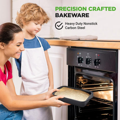 NutriChef 4-Piece Carbon Steel Nonstick Loaf Pan Set with Easy-Grip Handles NCLP4BK