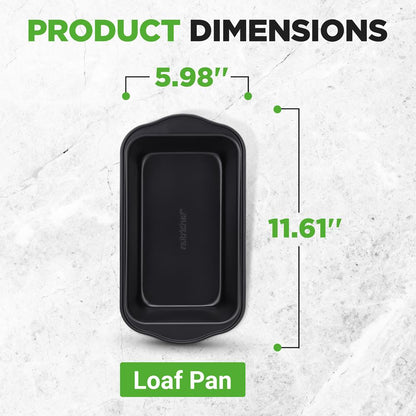 NutriChef 4-Piece Carbon Steel Nonstick Loaf Pan Set with Easy-Grip Handles NCLP4BK