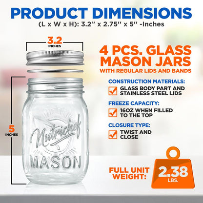 Glass Mason Jars NCMSJ4