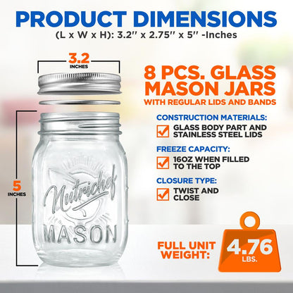 Glass Mason Jars NCMSJ8