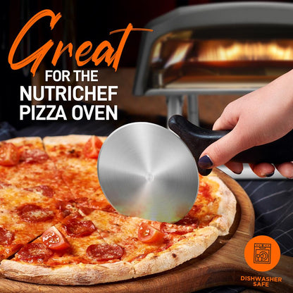 NutriChef Stainless Steel Pizza Wheel – Slicer with Built-In Finger Guard
 NCPIZCUT9
