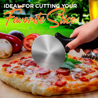 NutriChef Stainless Steel Pizza Wheel – Slicer with Built-In Finger Guard
 NCPIZCUT9