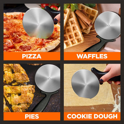 NutriChef Stainless Steel Pizza Wheel – Slicer with Built-In Finger Guard
 NCPIZCUT9