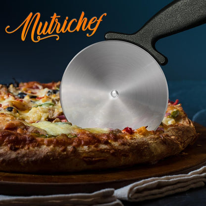 NutriChef Stainless Steel Pizza Wheel – Slicer with Built-In Finger Guard
 NCPIZCUT9