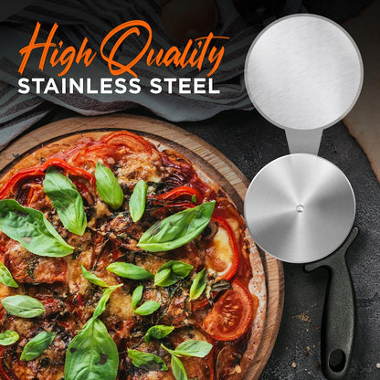NutriChef Stainless Steel Pizza Wheel – Slicer with Built-In Finger Guard
 NCPIZCUT9
