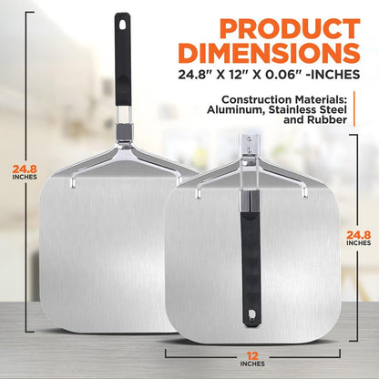 NutriChef Foldable Pizza Peel for Oven & Grill – Aluminum Base, Stainless Steel & Rubber Handle
 NCPIZPELL3