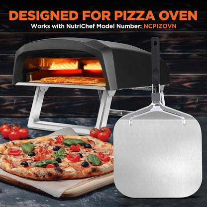 NutriChef Foldable Pizza Peel for Oven & Grill – Aluminum Base, Stainless Steel & Rubber Handle
 NCPIZPELL3