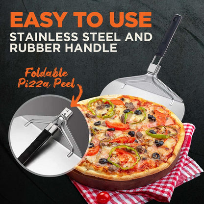 NutriChef Foldable Pizza Peel for Oven & Grill – Aluminum Base, Stainless Steel & Rubber Handle
 NCPIZPELL3