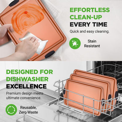 NutriChef 3‑Piece Stackable Nonstick Carbon Steel Baking Sheets with Silicone Handles  NCSBS3S45