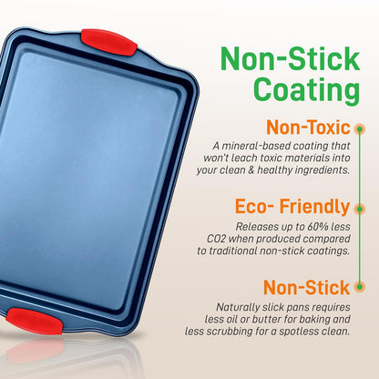 NutriChef 3-Piece Carbon Steel Nonstick Baking Sheet Set with Cool-Touch Silicone Handles

 NCSBSBL3