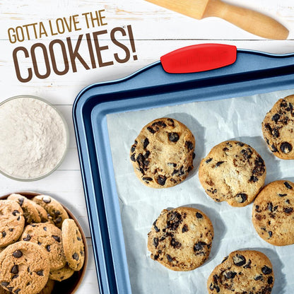 NutriChef 3-Piece Carbon Steel Nonstick Baking Sheet Set with Cool-Touch Silicone Handles

 NCSBSBL3