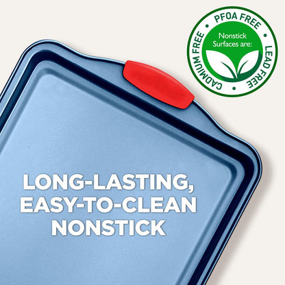 NutriChef 3-Piece Carbon Steel Nonstick Baking Sheet Set with Cool-Touch Silicone Handles

 NCSBSBL3