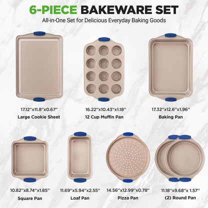 NutriChef 8-Piece Carbon Steel Nonstick Bakeware Pan Set with Silicone Handles
 NCSBSG78