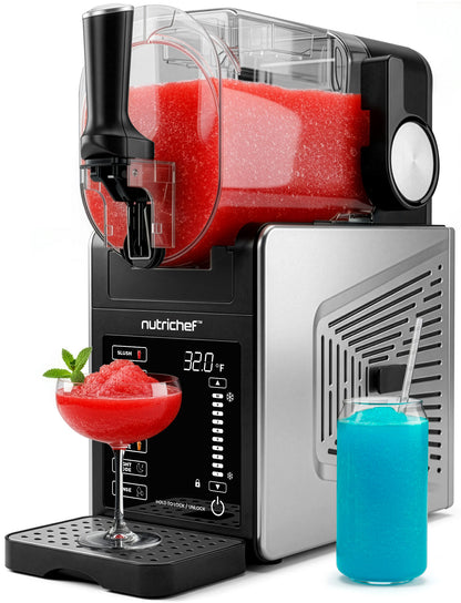 Nutrichef Slushie & Frozen Drink Maker - 7-In-1 Presets: Slush Spiked Slush Milkshake Frappe Frozen Juice Night Mode And Rinse1.9L / 64Oz Capacity With One Touch Panel With Color Display - NCSLUSHM1BK