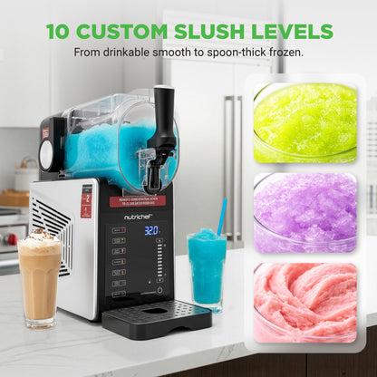 Nutrichef Slushie & Frozen Drink Maker - 7-In-1 Presets: Slush Spiked Slush Milkshake Frappe Frozen Juice Night Mode And Rinse1.9L / 64Oz Capacity With One Touch Panel With Color Display - NCSLUSHM1BK