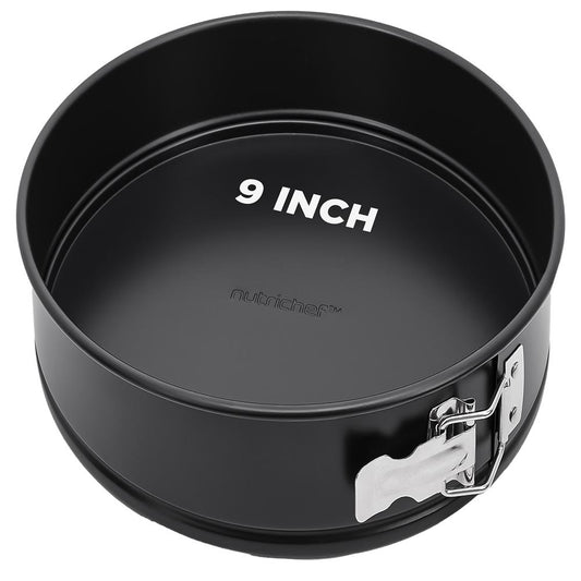 NutriChef 9.45" Nonstick Leakproof Springform Pan – Easy Release, Stainless Steel Lock & 100 Parchment Papers  NCSP1BK