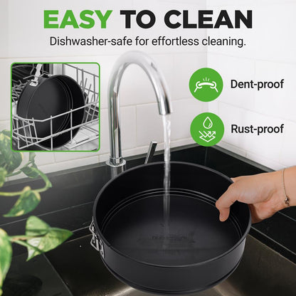 NutriChef 9.45" Nonstick Leakproof Springform Pan – Easy Release, Stainless Steel Lock & 100 Parchment Papers  NCSP1BK