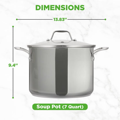 NutriChef 8 Qt Stainless Steel Stockpot with Lid - Heavy Duty, Gas, Induction, Ceramic, Glass and Halogen Cooktops Compatible  NCSP8