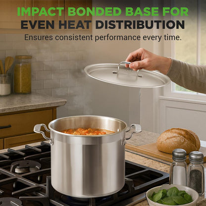 NutriChef Stainless Steel Stockpot with Lid - Heavy Duty, Even Heat, All Cooktops Compatible NCSPT12Q