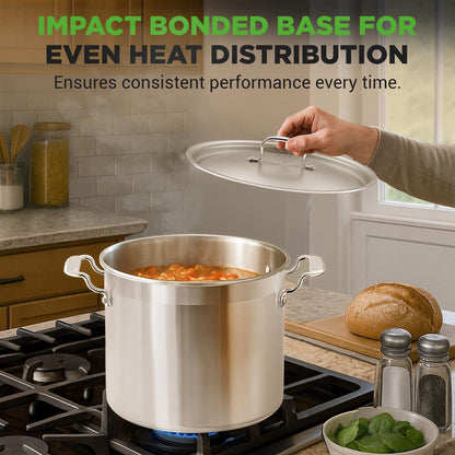 NutriChef Stainless Steel Stockpot with Lid - Heavy Duty, Even Heat, All Cooktops Compatible NCSPT16Q