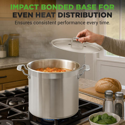 NutriChef Stainless Steel Stockpot with Lid - Heavy Duty, Even Heat, All Cooktops Compatible NCSPT24Q
