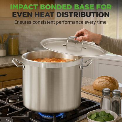 NutriChef 30 Qt Stainless Steel Stockpot with Lid | Heavy Duty, Even Heat, Gas, Induction, Ceramic, Glass and Halogen Cooktops Compatible  NCSPT30Q