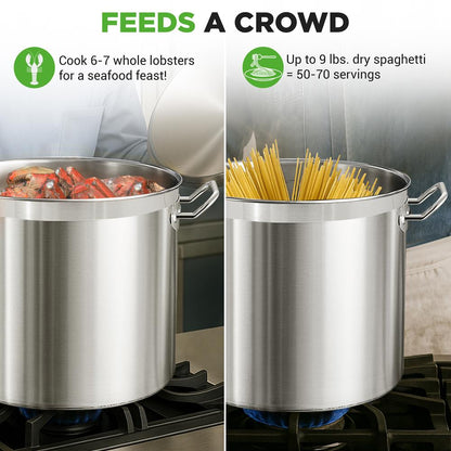 NutriChef Stainless Steel Stockpot with Lid - Heavy Duty, Even Heat, All Cooktops Compatible NCSPT35Q