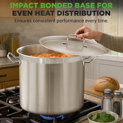 NutriChef 40 Qt Stainless Steel Stockpot with Lid | Heavy Duty, Even Heat, Gas, Induction, Ceramic, Glass and Halogen Cooktops Compatible  NCSPT40Q