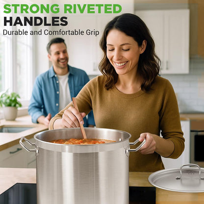 NutriChef 40 Qt Stainless Steel Stockpot with Lid | Heavy Duty, Even Heat, Gas, Induction, Ceramic, Glass and Halogen Cooktops Compatible  NCSPT40Q