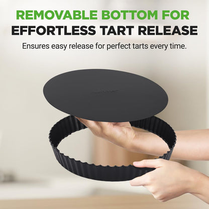 NutriChef 2-Pack Nonstick Round Tart Pans with Removable Bottoms – 9-Inch Carbon Steel + 100 Parchment Papers 


 NCTRT2BK