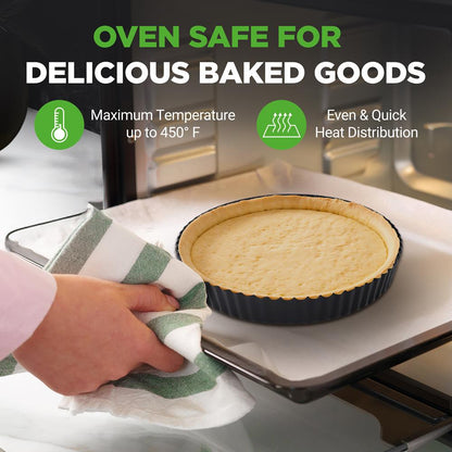 NutriChef 2-Pack Nonstick Round Tart Pans with Removable Bottoms – 9-Inch Carbon Steel + 100 Parchment Papers 


 NCTRT2BK