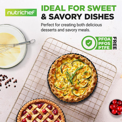 NutriChef 2-Pack Nonstick Round Tart Pans with Removable Bottoms – 9-Inch Carbon Steel + 100 Parchment Papers 


 NCTRT2BK