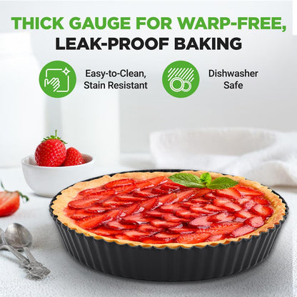 NutriChef 2-Pack Nonstick Round Tart Pans with Removable Bottoms – 9-Inch Carbon Steel + 100 Parchment Papers 


 NCTRT2BK
