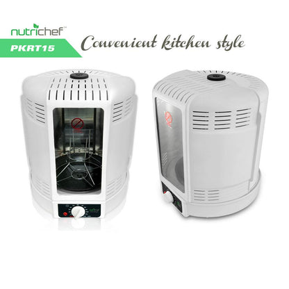 NutriChef Vertical Rotisserie Oven – Countertop Rotating Cooker, 700W, Precise & Even Cooking, White PKRT15