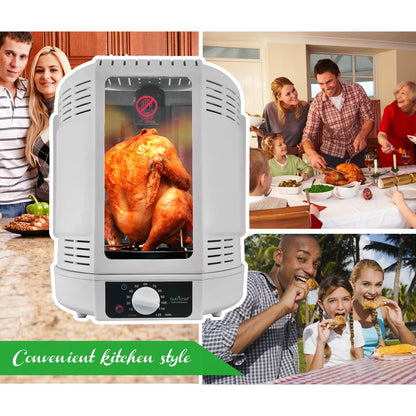 NutriChef Vertical Rotisserie Oven – Countertop Rotating Cooker, 700W, Precise & Even Cooking, White PKRT15