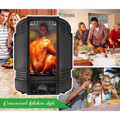 NutriChef Vertical Rotisserie Oven – Countertop Rotating Cooker, 700W, Precise & Even Cooking, Black PKRT16BK