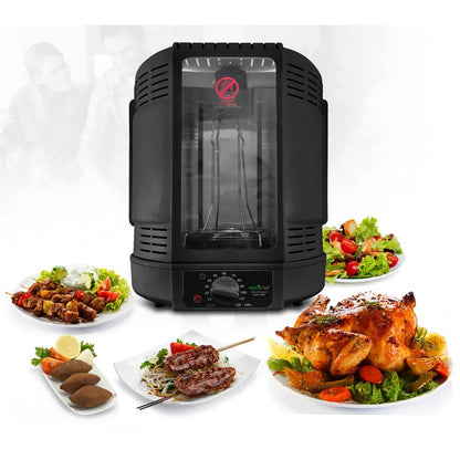 NutriChef Vertical Rotisserie Oven – Countertop Rotating Cooker, 700W, Precise & Even Cooking, Black PKRT16BK