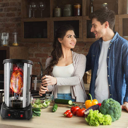 NutriChef Vertical Rotisserie Oven – Countertop Rotating Cooker, 1500W, Fast & Even Cooking, Black PKRTVG34