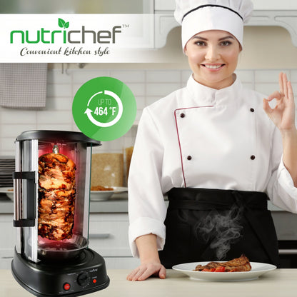 NutriChef Vertical Rotisserie Oven – Countertop Rotating Cooker, 1500W, Fast & Even Cooking, Black PKRTVG34